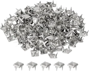 80Pcs Square Pyramid Rivets, 5Mm Four-Jaw Studs Spikes, Copper Punk Rock Nailhea - Picture 1 of 7