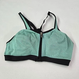 Victoria Secret Women Sports Bra 34B Green Mesh Front Closure Racerback - Picture 1 of 7