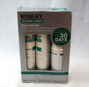 Bosley Professional Bos Defense 30-Day Starter Kit Non Color Treated Hair NIB*