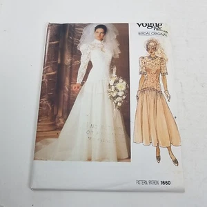 Vogue Bridal Original Sewing Pattern Drop Waist Flare Skirt Wedding Dress 1660 8 - Picture 1 of 4