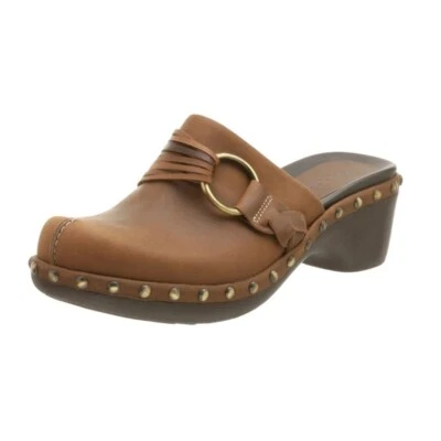 Zuecos Ecco Comfort Mules anillo de latón trenza remaches silla de montar talla 40 Foto 1 de 4