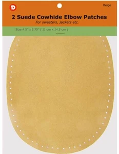 2 Natural Suede Leather Sew-On Elbow Repair Patches 4.5 x 5.75 in - Beige - Photo 1/1