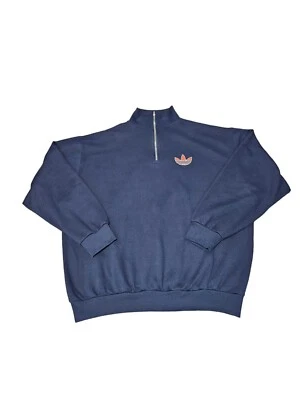 Vintage Adidas Navy 1/4 Zip Pullover Mock Neck Sweatshirt Size XL Men's T30 - Image 1 of 4