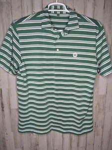 Peter Millar Summer Comfort Men's M Medium Green Striped Short Sleeve Golf Polo - Foto 1 di 8