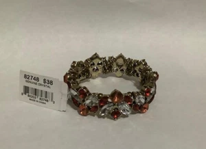 VIVI (COOKIE LEE) CRYSTAL GOLDTONE/BRASS COLOR BRACELET NEW W/TAG 82748 STRETCH - Picture 1 of 1