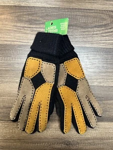 Vintage Gloves Women's Soft Patch Brown/Tan Suede NOS Hippy 80s 70s - Picture 1 of 15