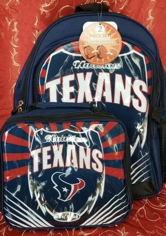 NFL Houston Texans Backpack & Insulated Lunch Box Team Graphics 2 Piece Set NEW Cover