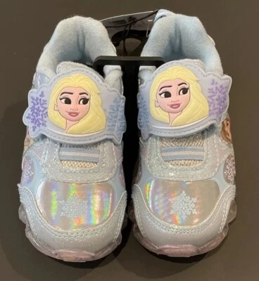 Disney Frozen Blue Athletic Light Up Sneakers Elsa Shoes Toddler Girl Size 7 NEW - Image 1 of 4