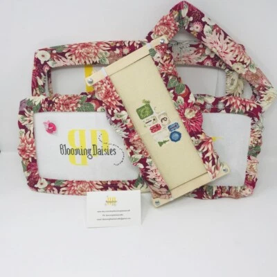 Flowers on Rose Pink Back Grime Guards - Q-Snap Frame-Cross Stitch/Needlecraft - Image 1 of 4