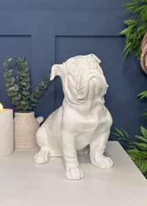 Grande scultura artistica moderna Bulldog britannico ornamento bianco | arredamento casa alla moda - Foto 1 di 8
