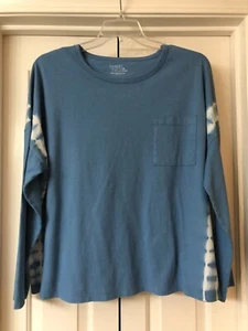 Time And True Blue & White Tie Die Long Sleeve Shirt Woman Size 16-18 XL NWOT - Picture 1 of 1