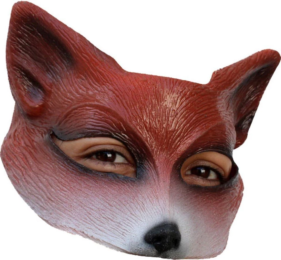 RED FOX LATEX HALF FACE MASK ANIMAL CHARACTER PLAY HALLOWEEN FUN - Image 1 of 1