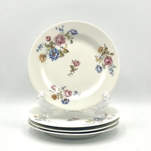 Haviland Limoges France Smooth Pink Blue Yellow Flowers 4 Dessert Plates 6” - Picture 1 of 8