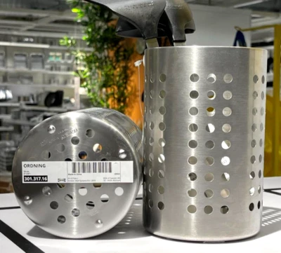 IKea ORDNING Stainless Steel Kitchen Utensil Caddy Cooking Tools Holder Large 7"