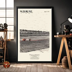 Indianapolis 500 Race History Art Print Bill Vukovich Vintage Poster Fans Gift - Picture 1 of 18