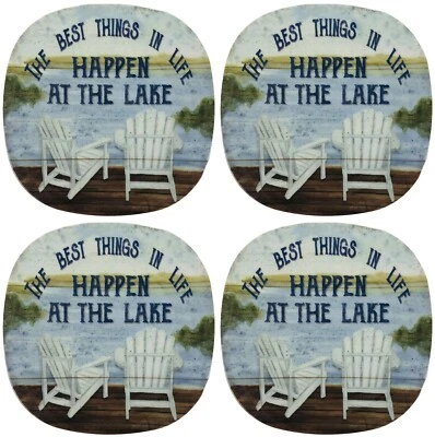 Juego de 4 platos de melamina pesada inspirados en el lago ensalada almuerzo merienda tamaño Lodge nuevo Foto 1 de 2