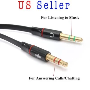 Adaptador de auriculares con cable divisor en Y de micrófono de audio 1 hembra a 2 machos enchufes dorados de 3,5 mm - Imagen 1 de 7