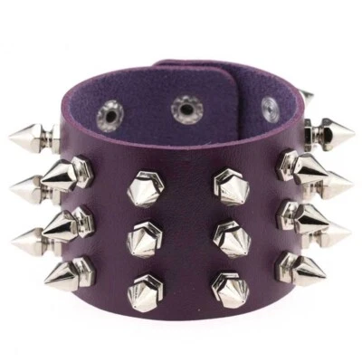 Brazalete brazalete brazalete brazalete punk de cuero ancho con tachuelas punk para hombre Foto 1 de 4