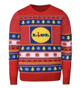 Men’s Lidl Christmas Jumper 2023 RED Xmas UK Size XL  - Picture 1 of 3