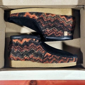 Clarks wallabee Shacre NATIVE Black Orange Combi Wool Mens Ankle Boot [26168742] - Picture 1 of 9
