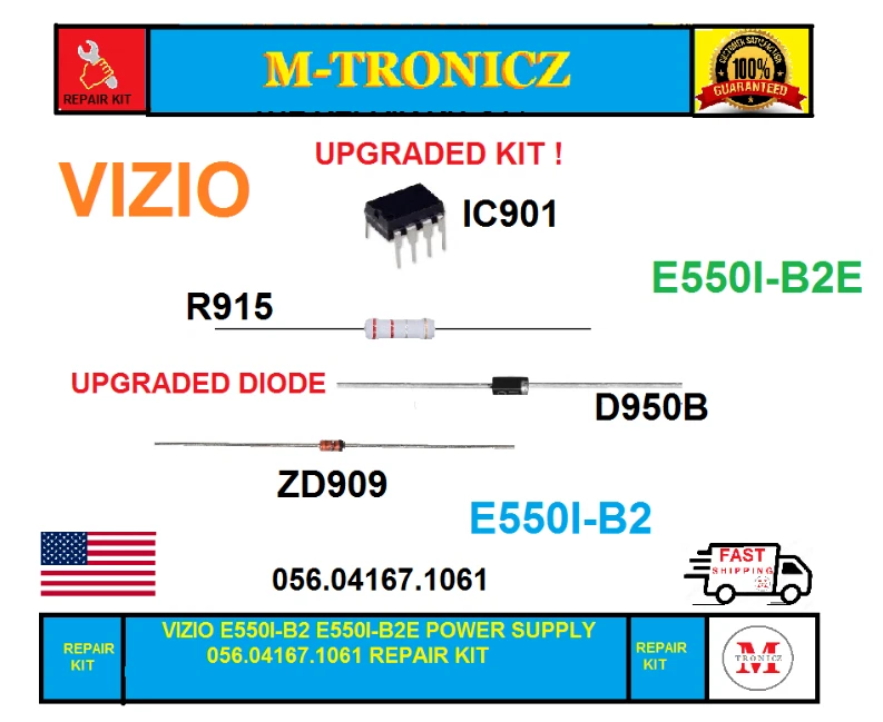 KIT DE REPUESTOS PARA FUENTE DE ALIMENTACIÓN VIZIO 056.04167.1071 CHIP MUERTO/SOPLADO Foto 1 de 1