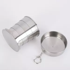 2 pcs Foldable Travel Mug Portable 304 Stainless Steel Cup Outdoor Camping 250ml - Picture 1 of 6