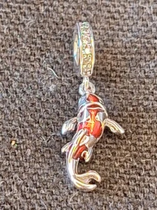 Sterling Silver S925 Japanese Lucky Koi Fish Charm - Picture 1 of 4