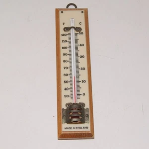 Small Vintage Wooden Wall Hanging Thermometer Made in England - Picture 1 of 6