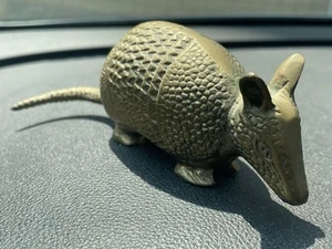 Vintage 100% Brass Armadillo Figurine Paperweight Texas State Animal 6.5” - Picture 1 of 3