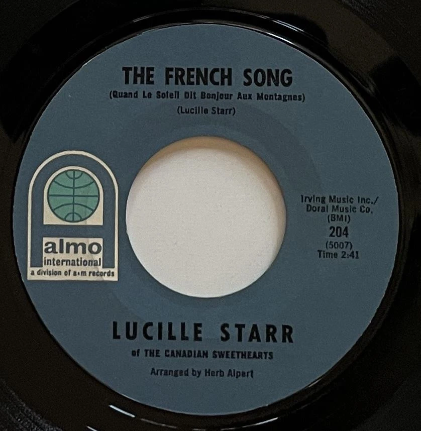 Lucille Starr The French Song 45 rpm EX+ Almo Chanson Pop Country (1964) - Image 1 of 2