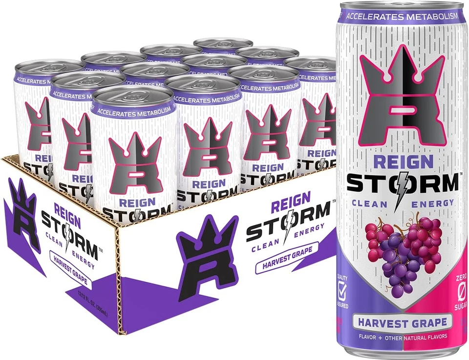 REIGN Storm, Harvest Grape, bebida energética fitness y bienestar, 12 fl oz (paquete o... Foto 1 de 1