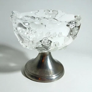 Eleganter Kristall Couoe Blumendekor auf Zinnfuß Vintage Ø14 cm - Bild 1 von 16