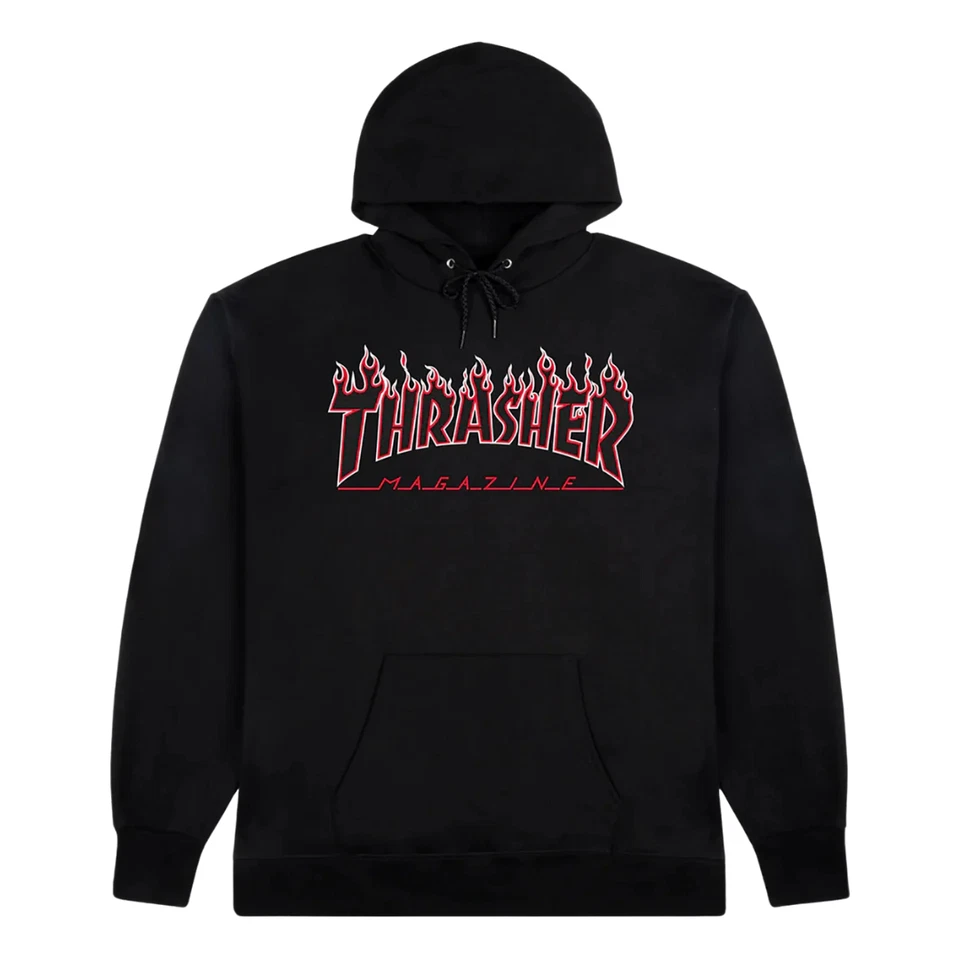 Толстовка с капюшоном Thrasher Magazine Flame логотип пуловер с капюшоном черная/красная - Изображение 1 из 1
