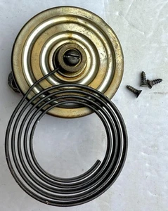 ANTIKE WATERBURY KÜCHENUHR KATHEDRALE GONG NICKEL BEDECKT GUSSEISEN SOCKEL - Bild 1 von 6