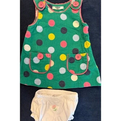 Vestido Baby Boden Pequeño Inglés Bordado Boutique Bloomers Pana Lunares Foto 1 de 4