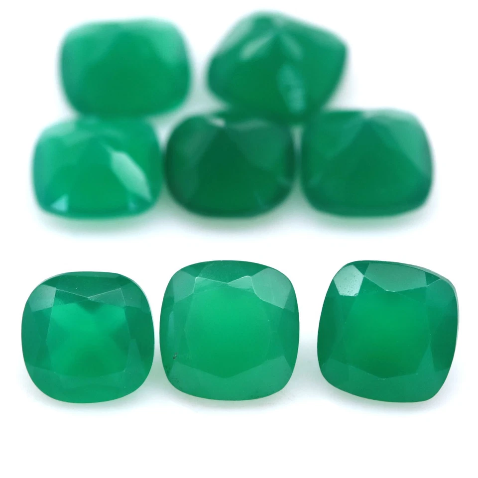 14.90 Ct. Unheated 8Pcs Green Agate Botswana Cushion - Image 1 of 4