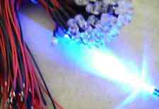 5pcs,3mm Blue Water Clear 8000MCD Pre-Wired 3.4V LED with Cable Wire