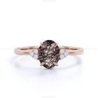 14ct Gold Rutilated Quartz Diamond Woman Gifts Band Ring For Women