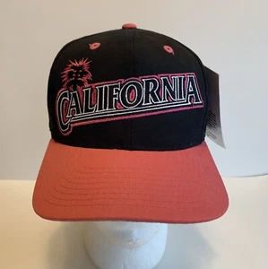California Beach Snapback Hat Palm Tree Skate Surfing Pink Black with Tags - Picture 1 of 14