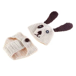 Baby Crochet Photography Props Newborn Photo Costumes Infant Outfits Baby Hat - Picture 1 of 8