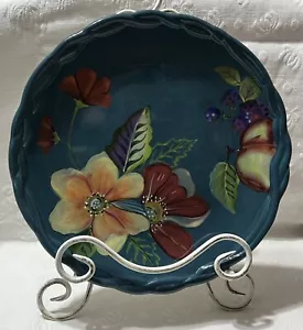 Tracy Porter "THE BLOSSOM COLL." Türkisblau/Blumen & Obst Design-Teller mit Halter - Bild 1 von 15