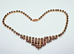 Alte Böhmen Strasskette Collier Kette Necklace Strass Granat Granatkette Nr.310a - Bild 1 von 3