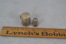  sewing thimble box holder sterling silver w/thimble chatelaine 