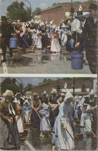 Vintage Dutch street scrubbing Tulip Festival Orange City Iowa postcard C230 - Picture 1 of 2