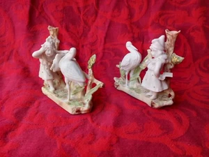 Antique porcelain Pair figurine of a girl and stork. Germany about 1900th - Picture 1 of 11