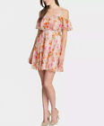 Kensie Floral Lace Off Shoulder Pink Mini Designer Dress Uk 8 Rrp 131