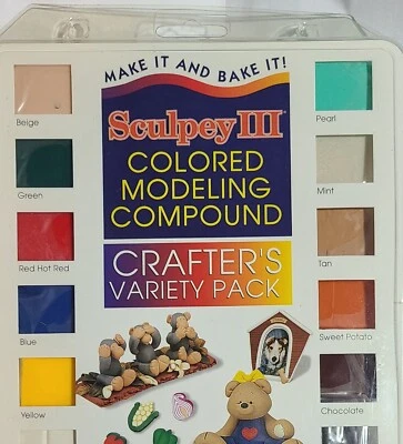 NEW SCULPEY III CRAFTERS VARIETY COLOR MODELING COMPOUND POLYFORM USA MADE CLAY - Image 1 of 4