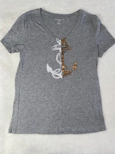 Tommy Hilfiger Relaxed Fit Women’s S/ P Small Petite? Anchor Nautical T Shirt - Picture 1 of 10