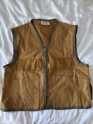 Vintage Hunting Vest Mens Small  S Brown Saftbak Full Zip Quilted Shoulder - Image 1 of 3