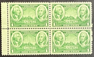 US 1936 Scott #785 Block of 4 - 1 Cent Army Washington & Greene - MNH/OG/VF - Picture 1 of 2